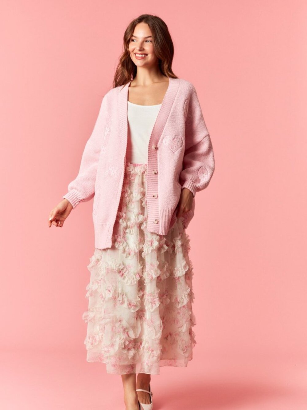 Sweetheart Knit Oversized Cardigan